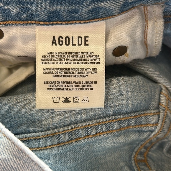 Agolde Riley High Rise Straight Crop in Blitz Button Fly Light Wash Sz 24 - Picture 12 of 16